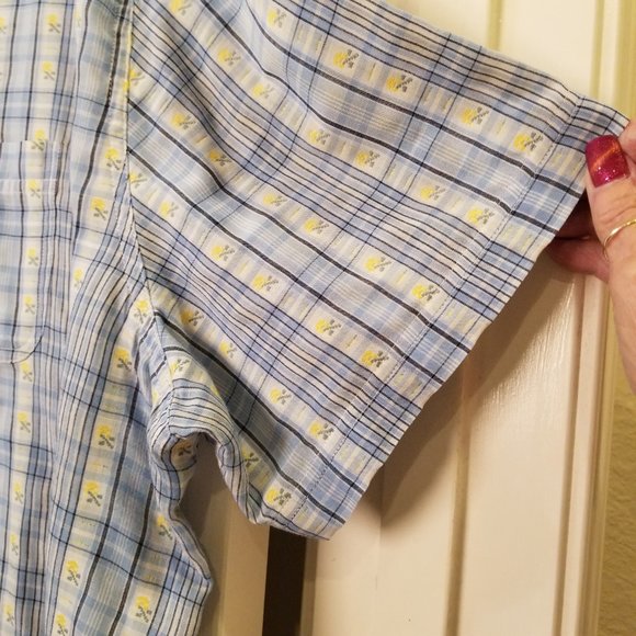 Classic Elements Woman Casual Blue Plaid w/Flowers Button-up Front Size 22W - Picture 4 of 8